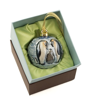Porcelain Penguin Family Christmas Ornament (3 1/2" Diameter)