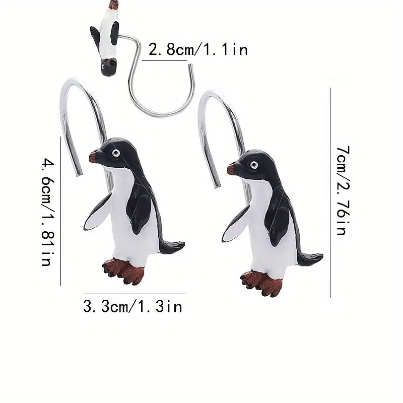 Penguin Shower Curtain Hooks (12 per set)