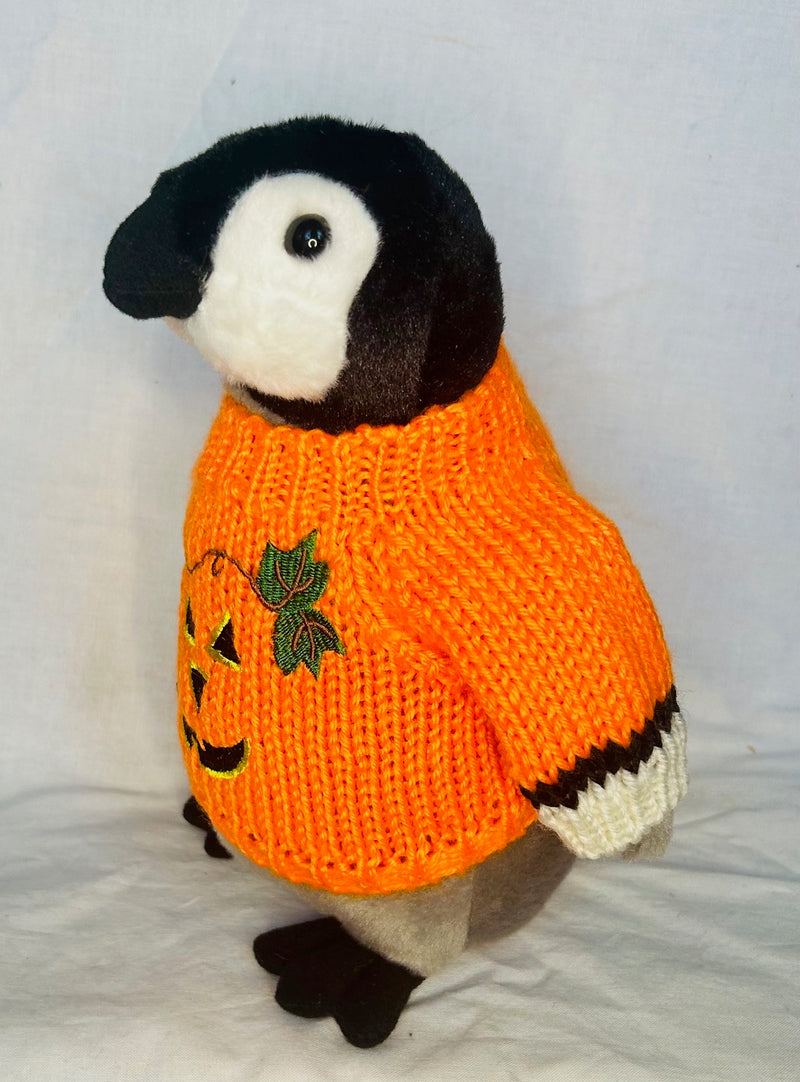 Halloween Pumpkin Penguin Plush (10" Tall)