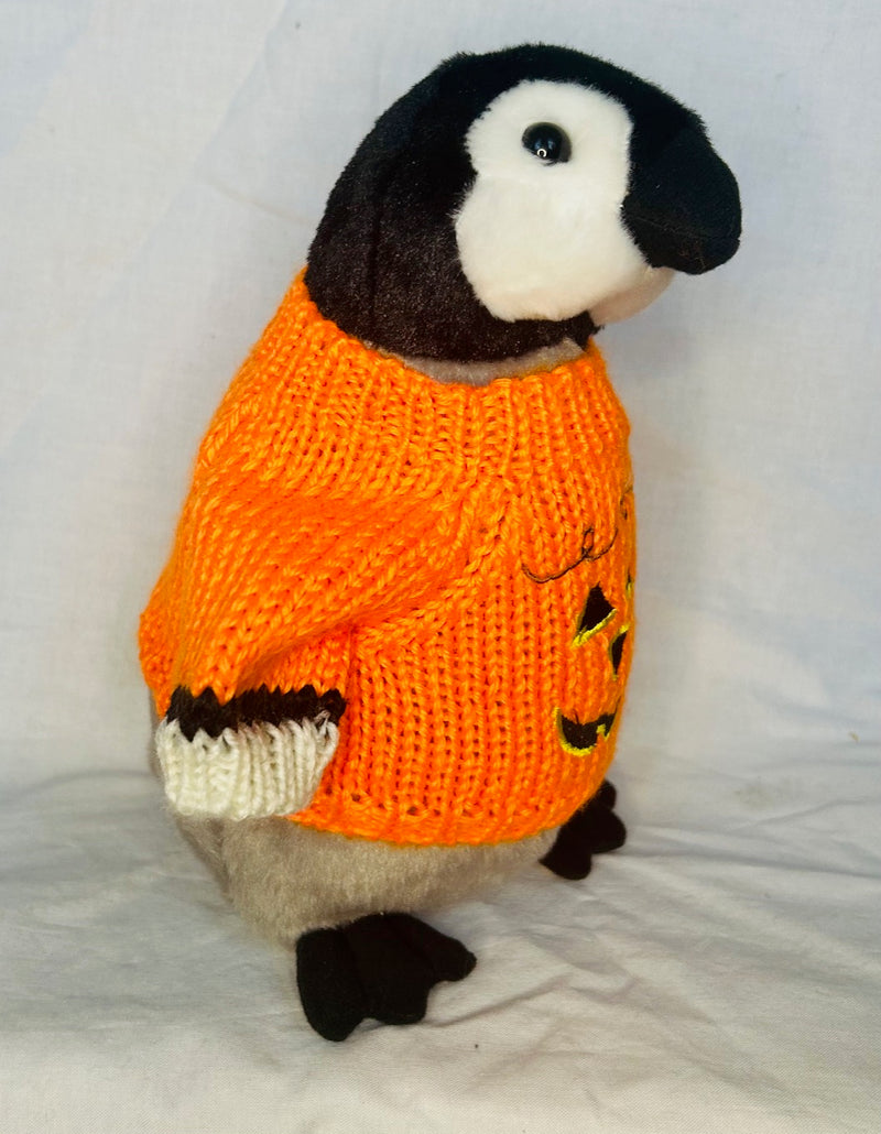 Halloween Pumpkin Penguin Plush (10" Tall)