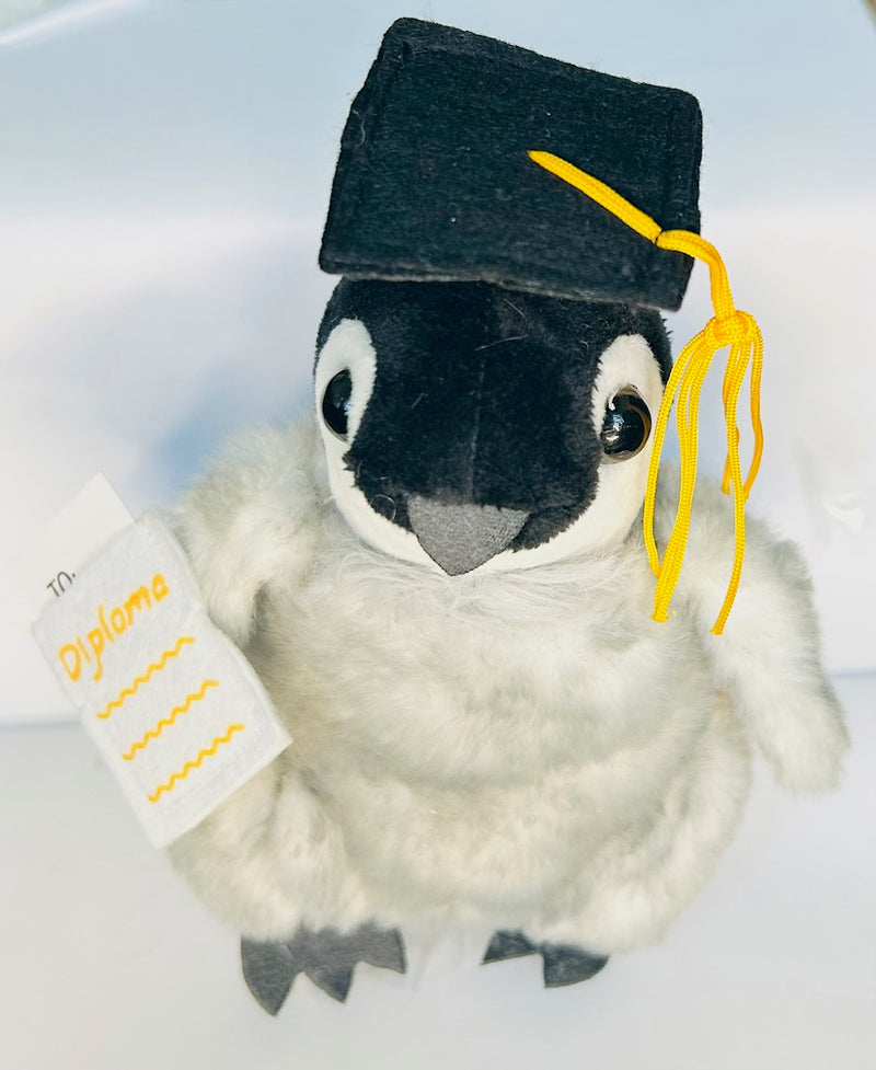 Petey Graduation Penguin Plush with Diploma (6" Tall)