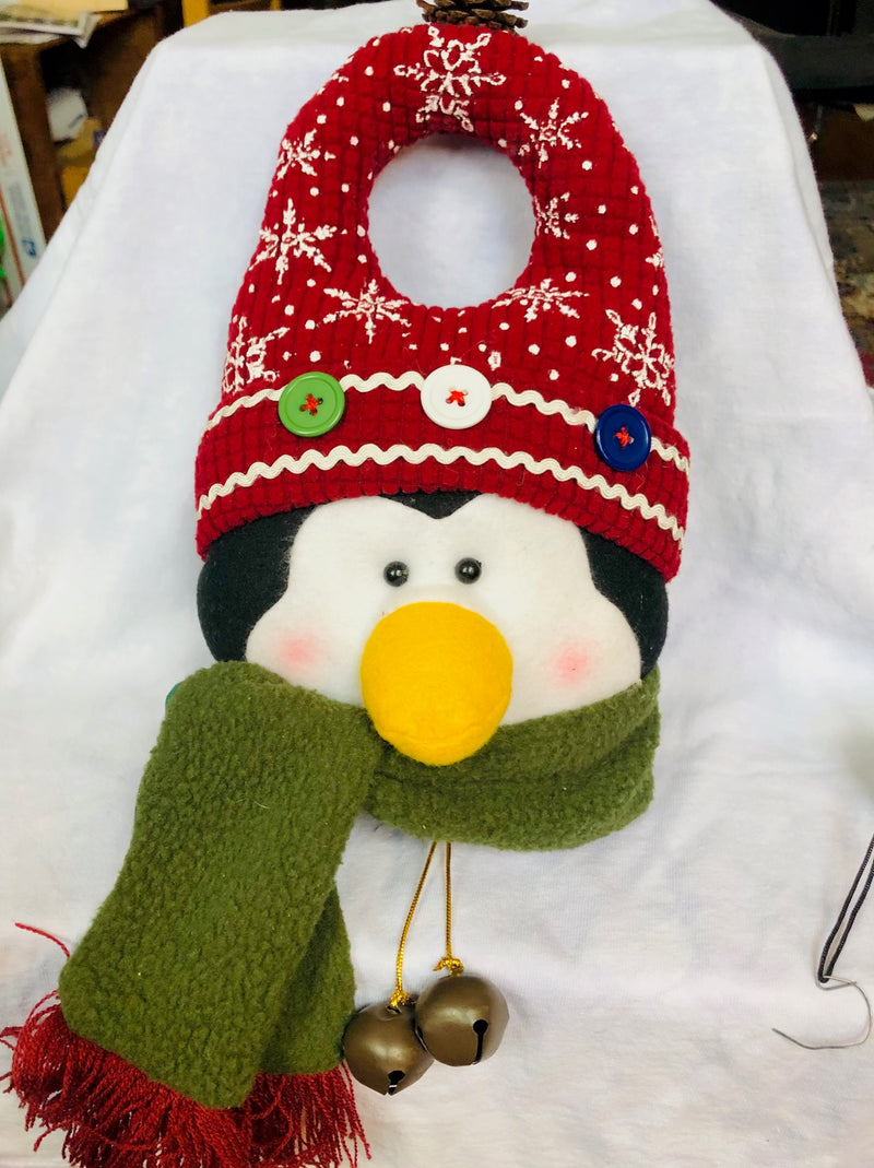 Doorknob Holiday Penguin Plush with Bells (10" Tall)