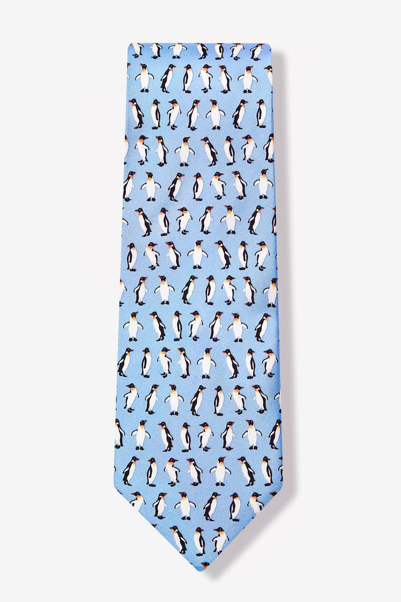 Emperor Penguins Blue Silk Tie