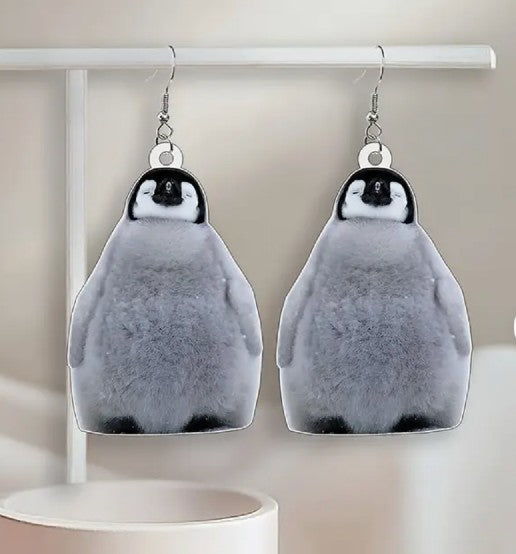 Emperor Penguin Chick Earrings (Dangle 1/2" tall)