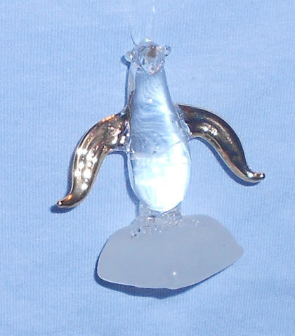 Glass and 22kt Gold Penguin Ornament (2" tall)