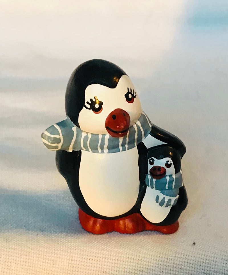 Hand Painted Penguin Figurine Couple (5" Tall)