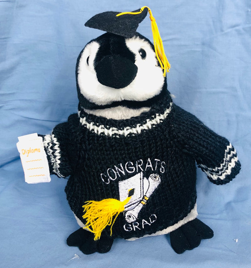 Penguin Congrats Grad Plush With Graduation Cap and Diploma (10" Tall