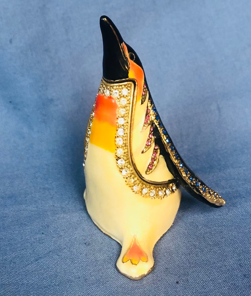 Elegant Faberge Bejeweled Penguin Figurine Box (2 1/2" Tall)