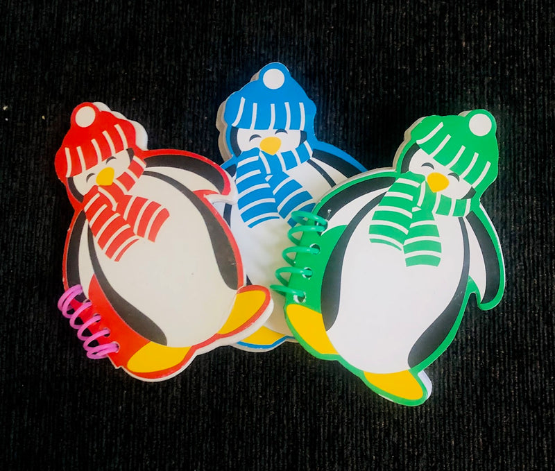 Chilly Penguin Spiral Notepads (4" tall) Red, Blue or Green.