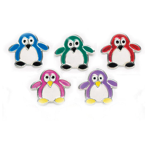 Colorful Penguin Post Earrings (sterling silver 1/2" Tall)