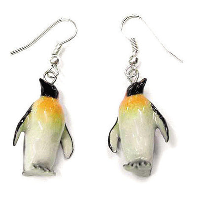 Penguin Earrings, Emperor, dangle, porcelain