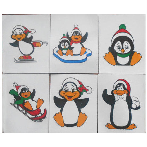Winter Penguin Temporary Tattoos (individual or as set of 6)