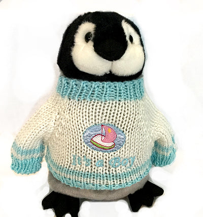 Penguin Plush Stuffed Animal It's A Boy Baby Shower Gift