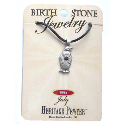 Pewter Penguin Pendant Birthstone July