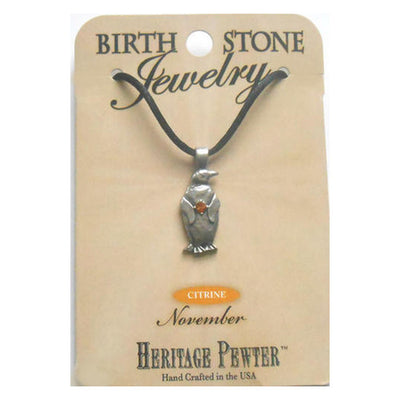 Pewter Penguin Birthstone Pendant November