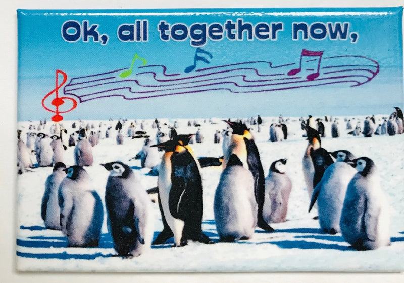 "All Together Now" Penguins On Ice Magnet (3" x 2")