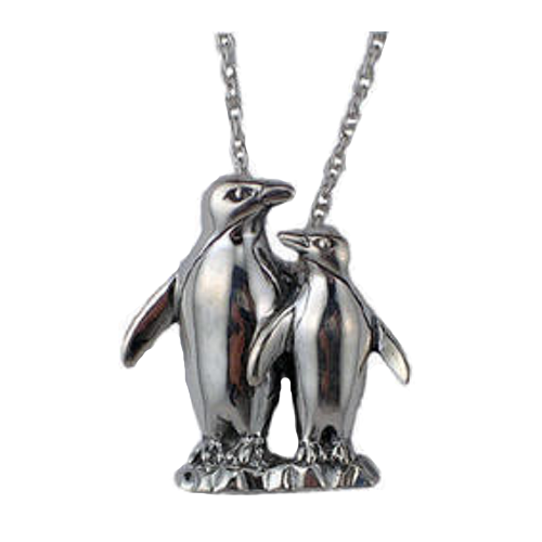 Penguin Couple Sterling Silver Pendant Chain Penguins 1 tall Penguin Gift Shop
