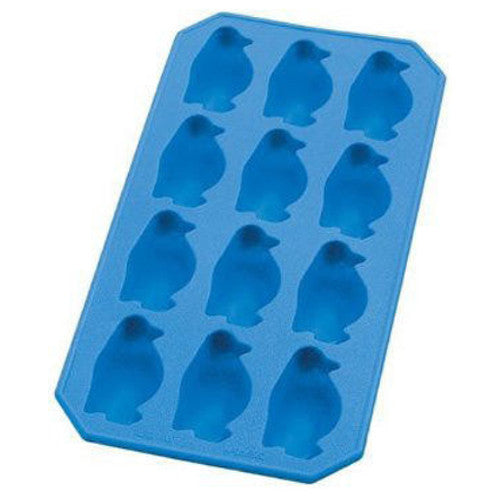 HIC Blue Silicone Penguin Shape Ice Cube Tray and Baking Mold