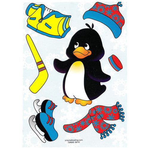 Penguin Skater Sticker Sheet (5 1/2" x 4 1/2")