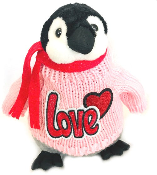 Penguin Love Romantic Pink Plush (10" Tall)