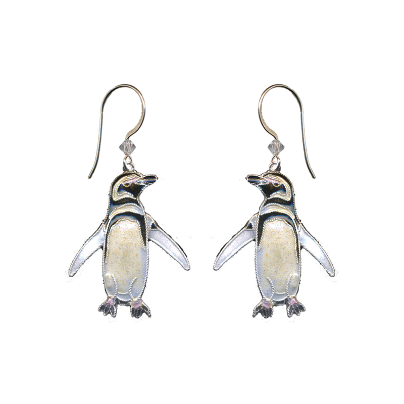 Magellanic Penguin Cloisonne Wire Earrings