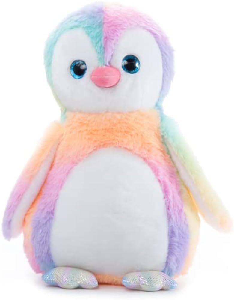 Rainbow Multi-Colored Penguin Plush (10" Tall)