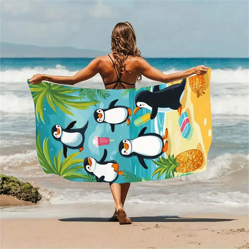 Penguin Paradise Beach / Bath Towel (35" x 70")