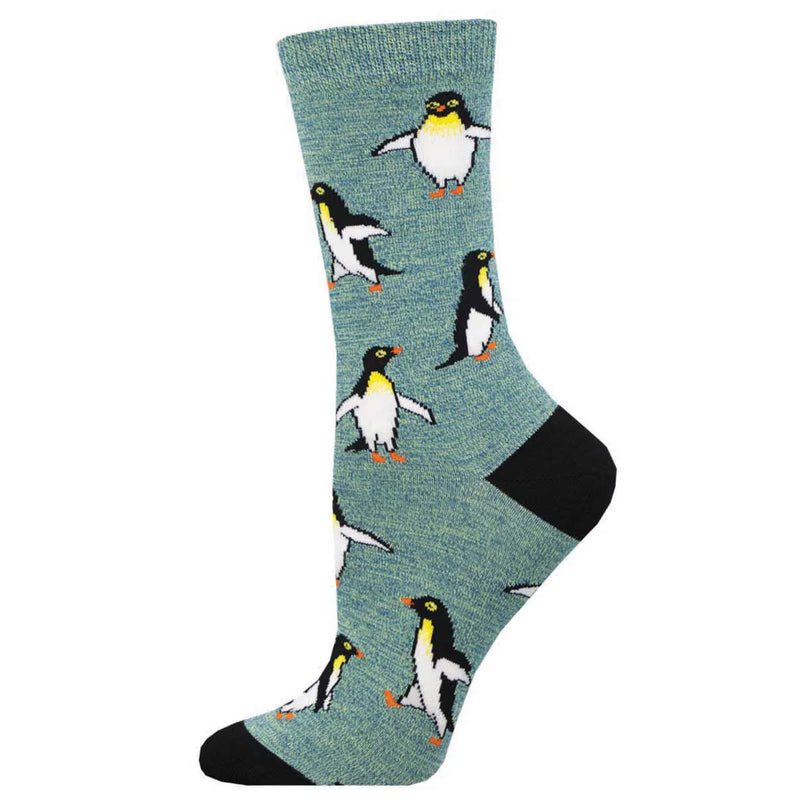 Penguin Personality Heather / Green Socks (Women&