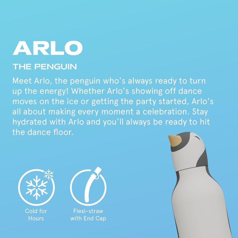 Arlo - Penguin Pal Water Bottle (8" Tall - holds 16 Ounces)