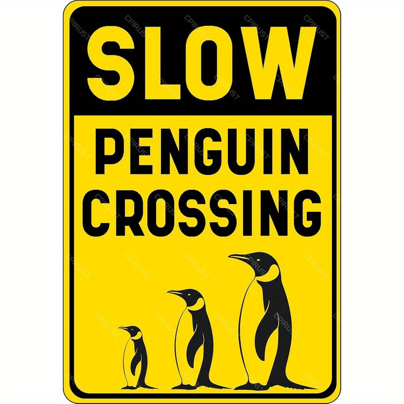 Penguin Crossing Sign (Aluminum 12" x 7.5")