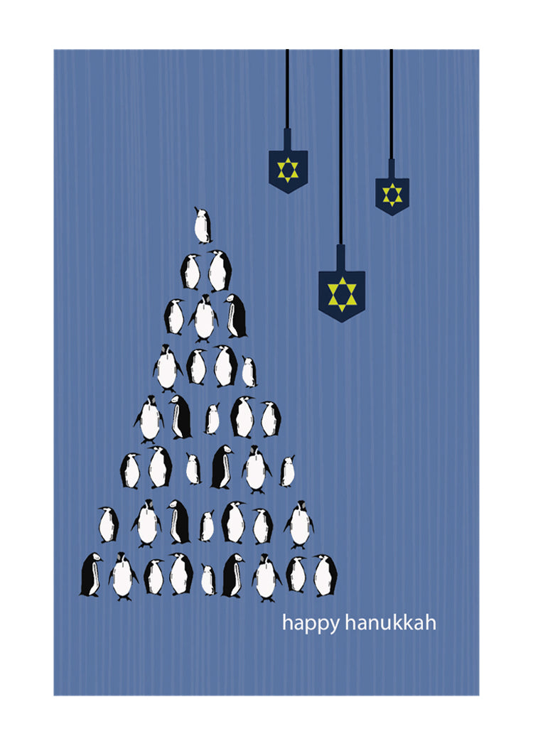 Hanukkah Penguin Tree Card (5" x 7")