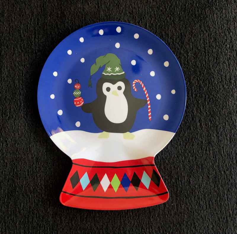 Holiday Penguin Snow Globe Plate (8" Tall)