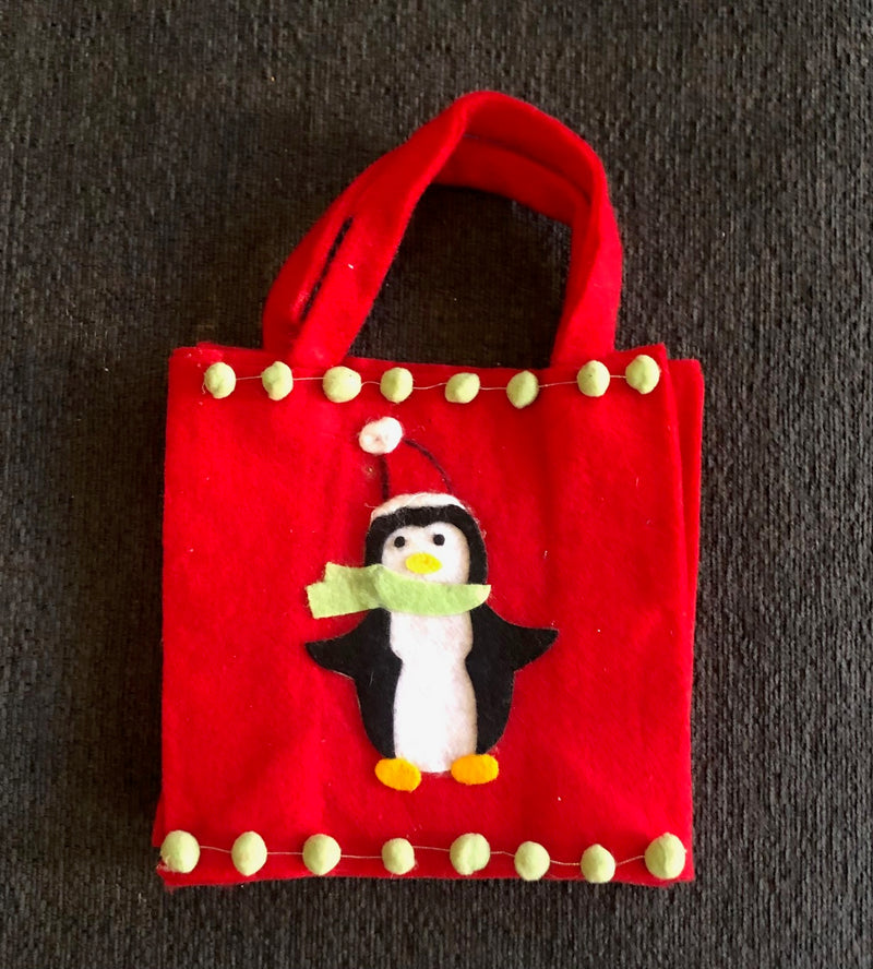 Felt Santa Penguin Mini Tote ( "6" x 6")