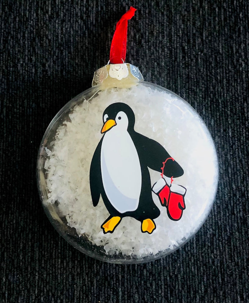 Penguin Bottle Of Snow Ornament (4" Tall)