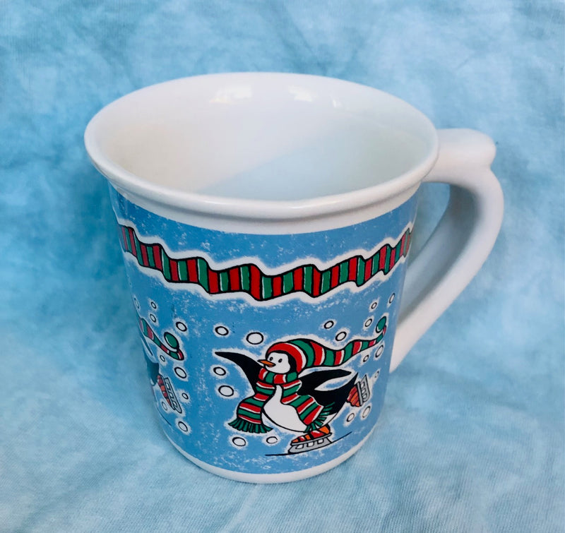 Ceramic Skating  Penguin Coffee Mug  (4" tall)