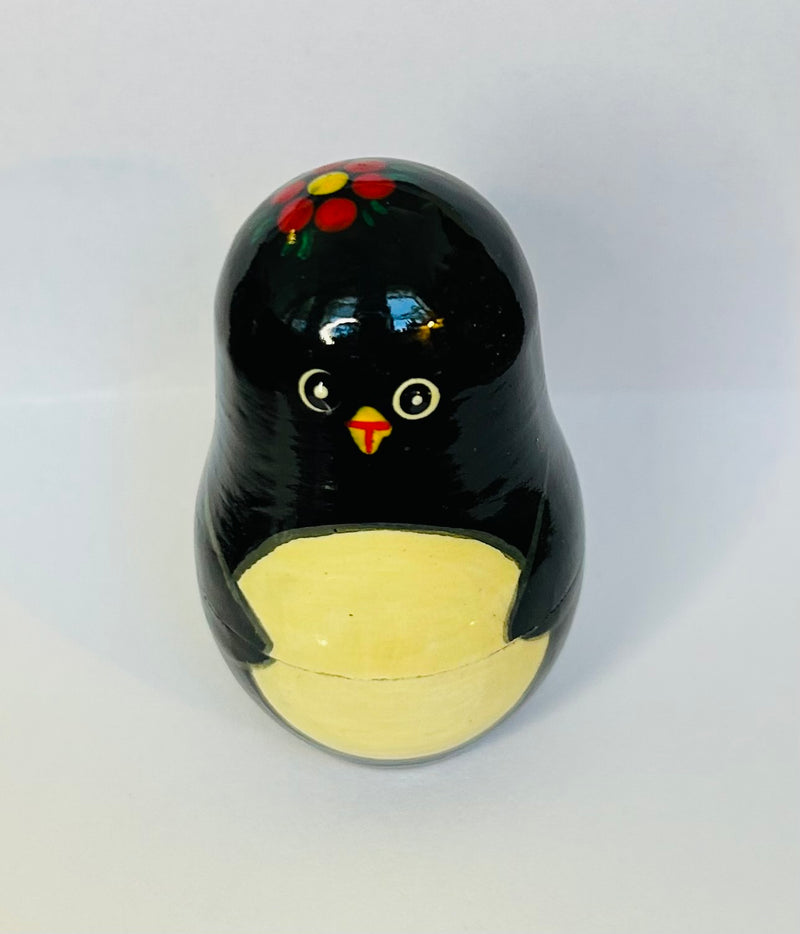 Hand Crafted Two Piece Penguin Nesting Dolls (2 1/2" Tall)