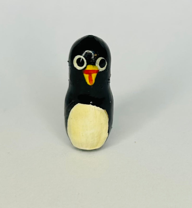 Mini Hand Painted Wooden Penguin Figurine (2/3" Tall)