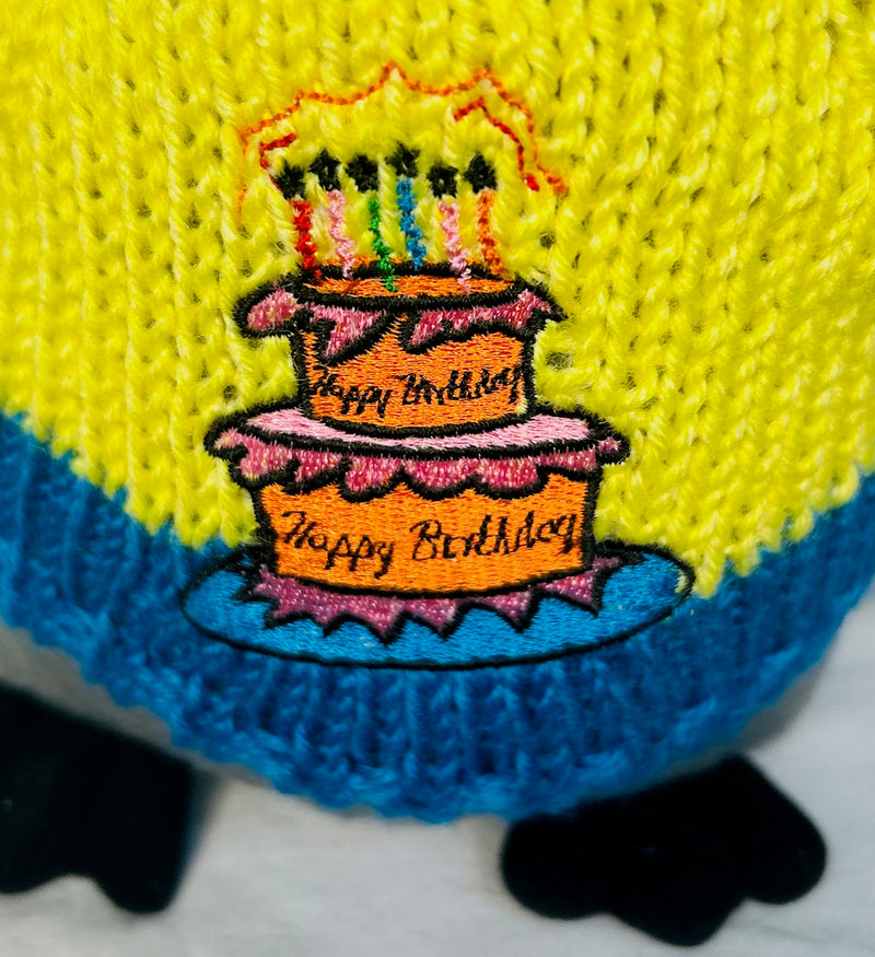 Happy Birthday Penguin Plush (Yellow Sweater 10" Tall)