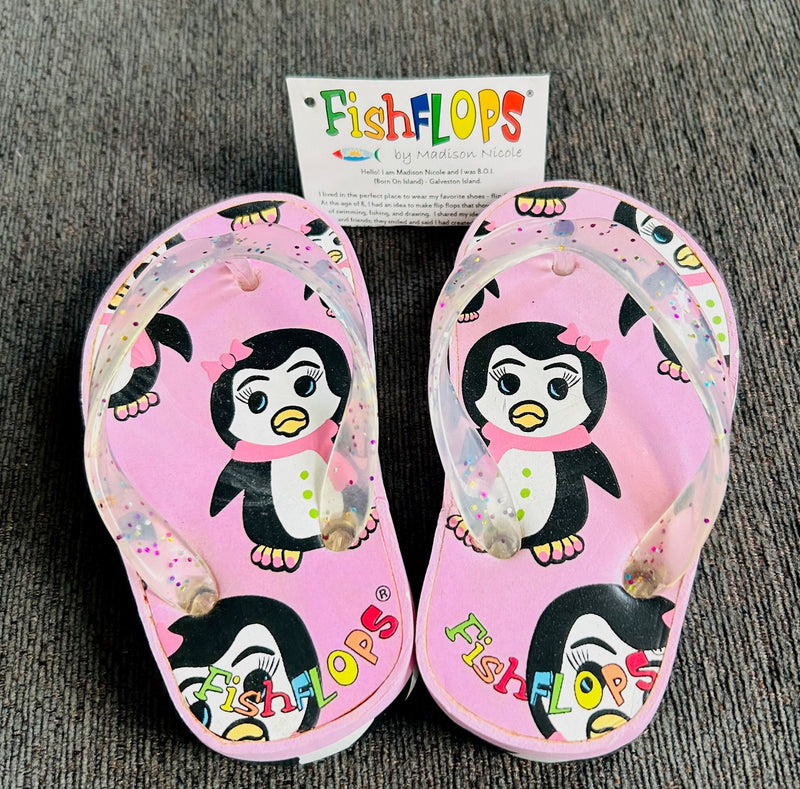 Penguin Light Up Toddler Flip Flops (Size XS 5/6)