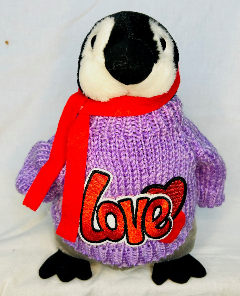 Purple Love Valentine Penguin Plush (10" Tall)