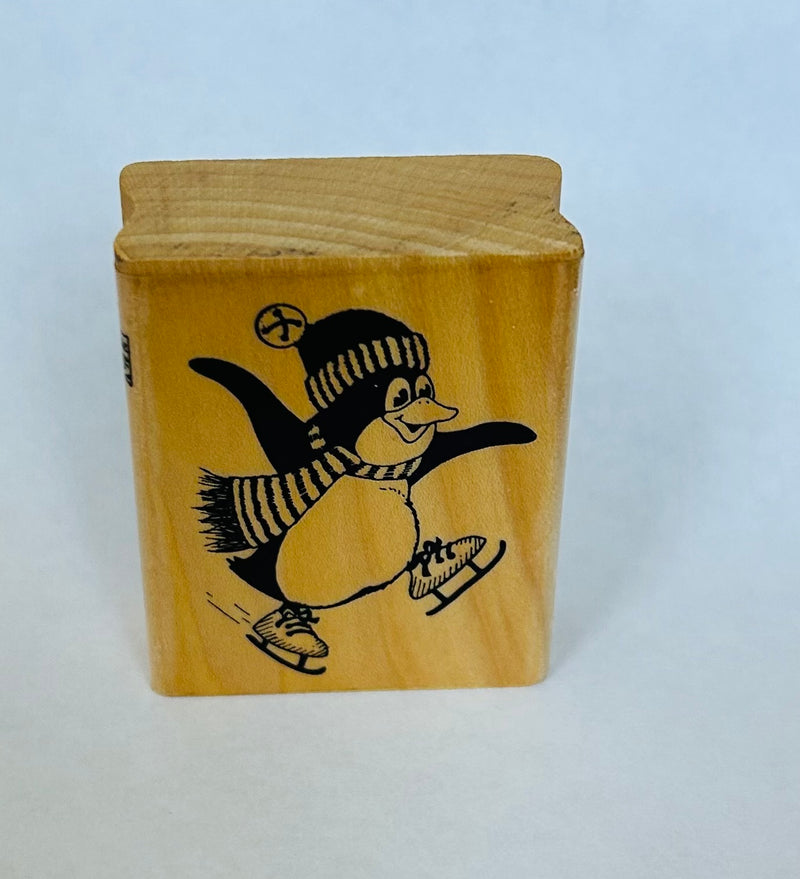 Penguin On Ice Rubber Stamp (1.5" x 2.5")