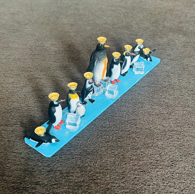 Penguin Hanukkah Menorah (12" x 2" x 4")