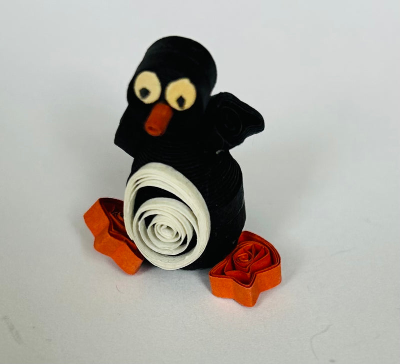 Mini Paper Mache Penguin Art Figurine ( 1 1/2")