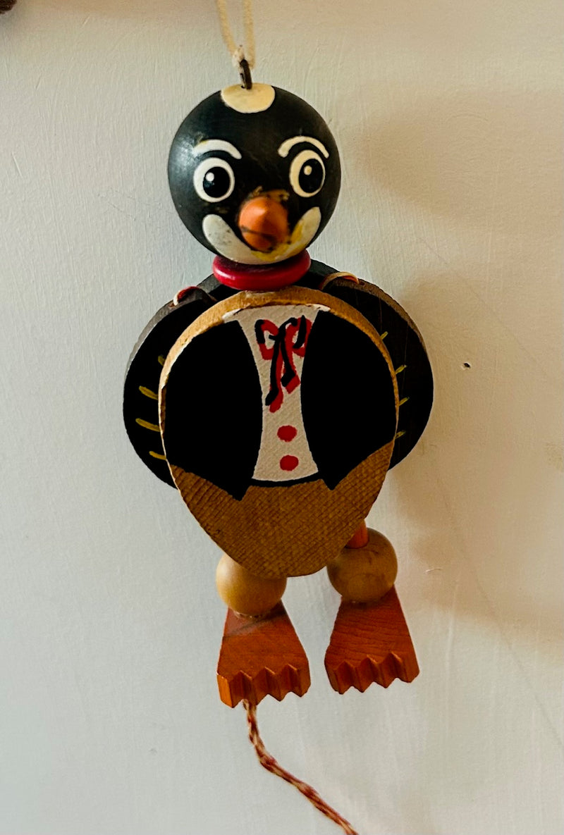 Antique Penguin Pull Toy (6" Tall)