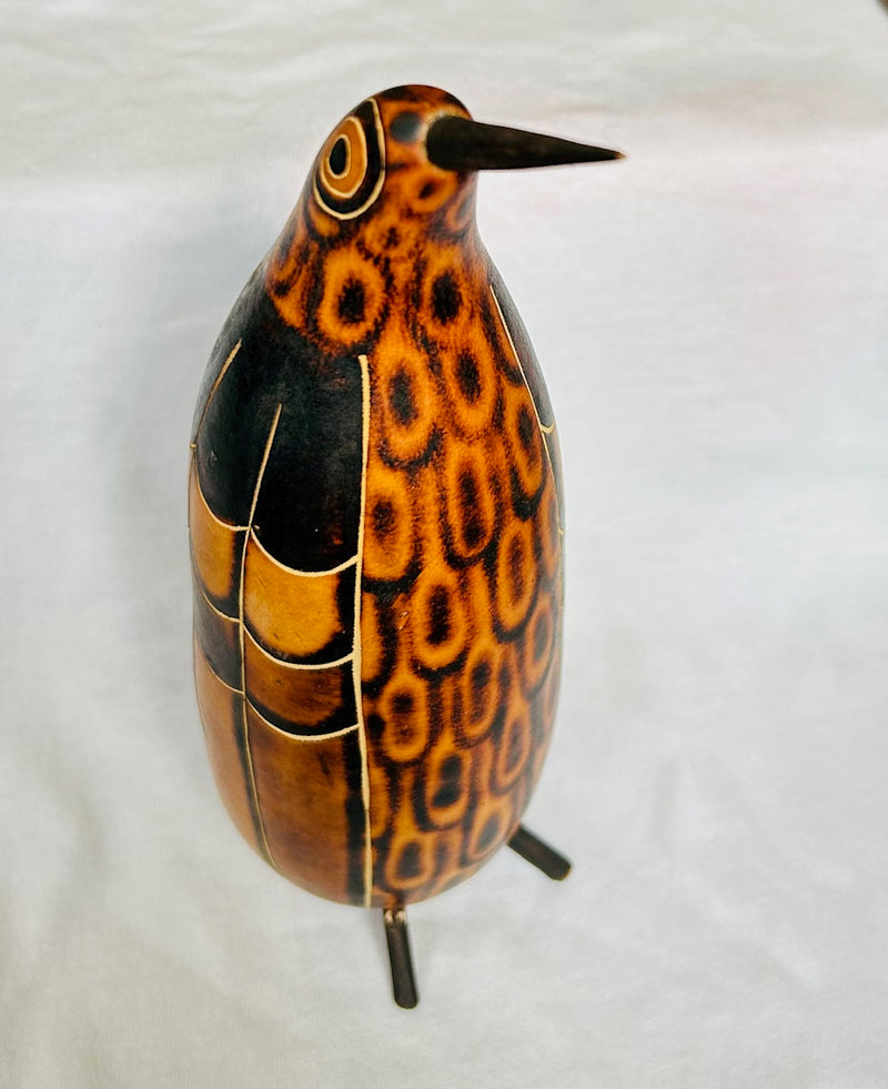 Wood Art Penguin Sculpture (10" Tall)