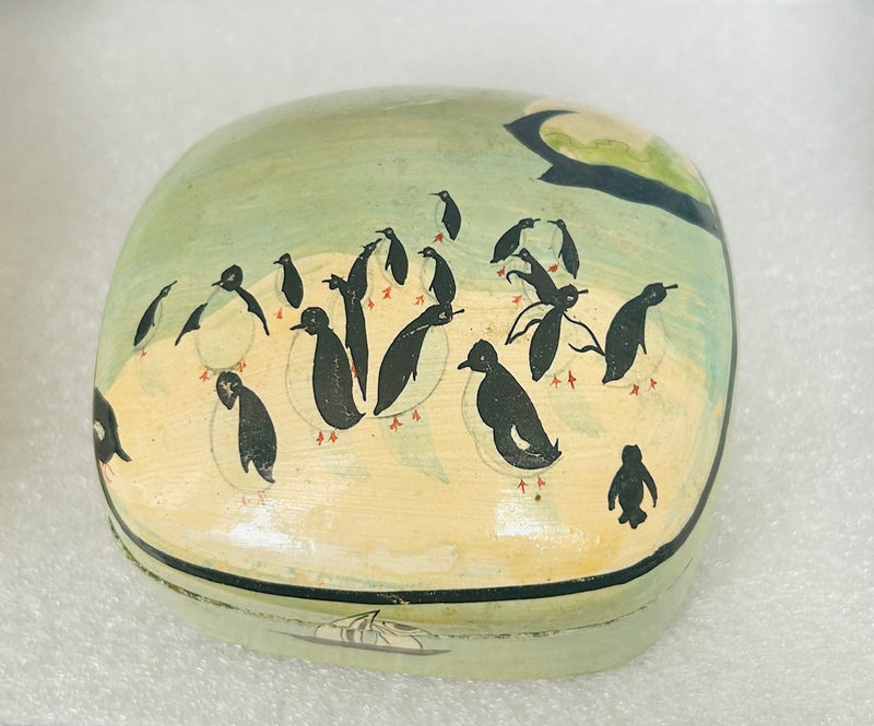 Penguins On Ice Hand-painted Box (3" x 2")