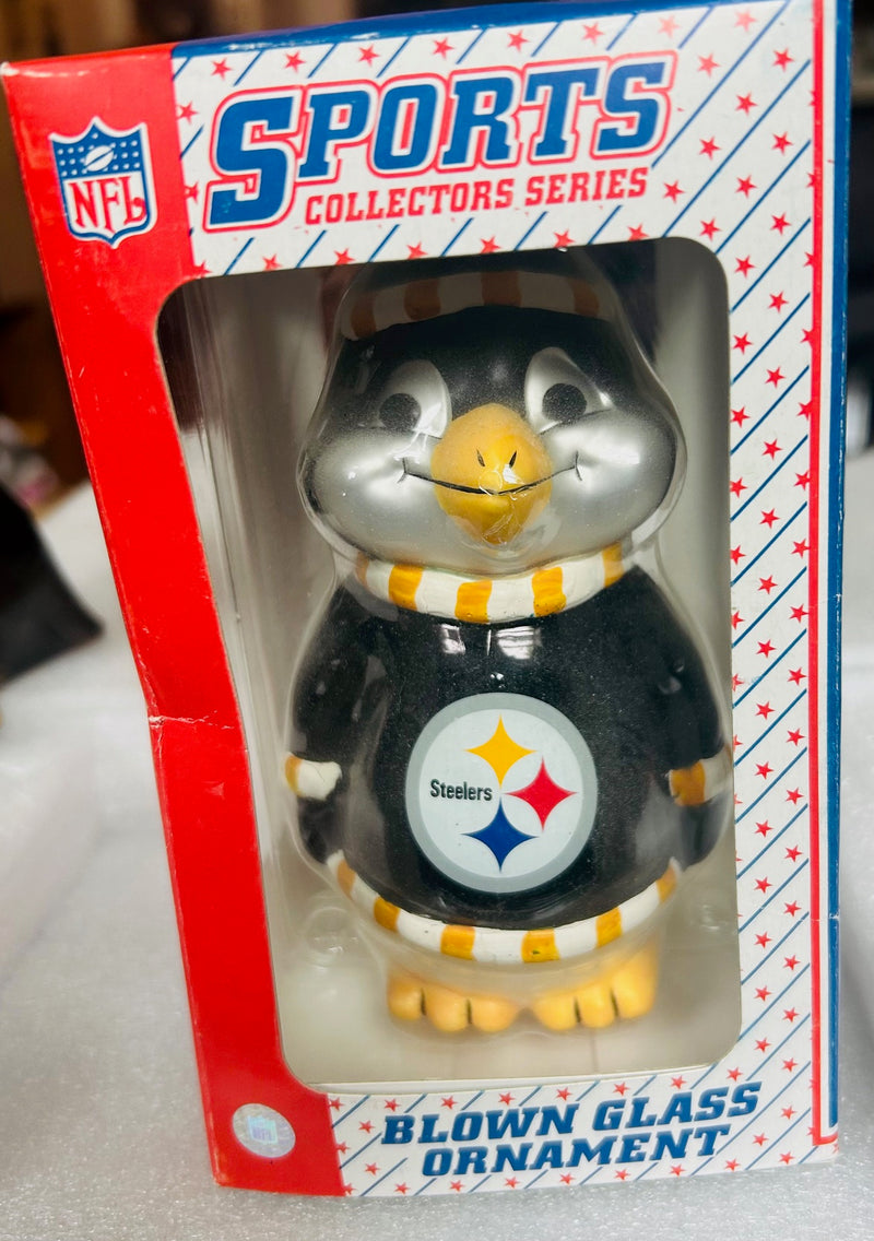 Pittsburg Steeler Penguin Blown Glass Ornament (5" Tall)