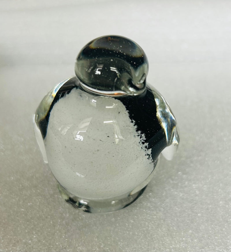 Black and White Glass Mini Penguin Figurine  (2 1/2" tall)
