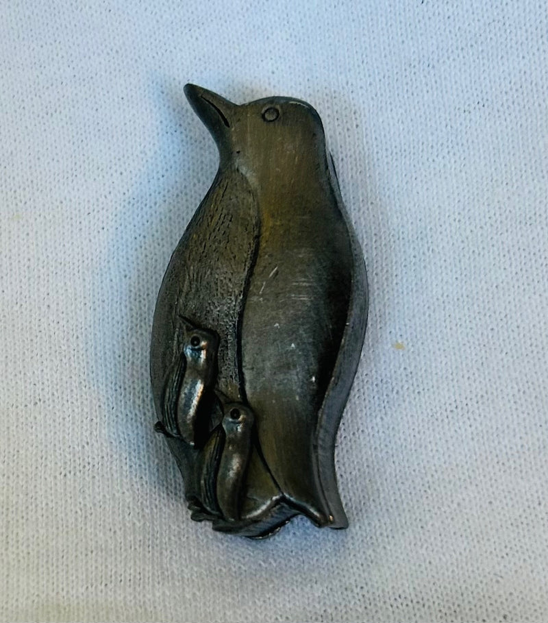 Pewter Penguin Mini Box - Earrings and Brooch Combo (2" Long)