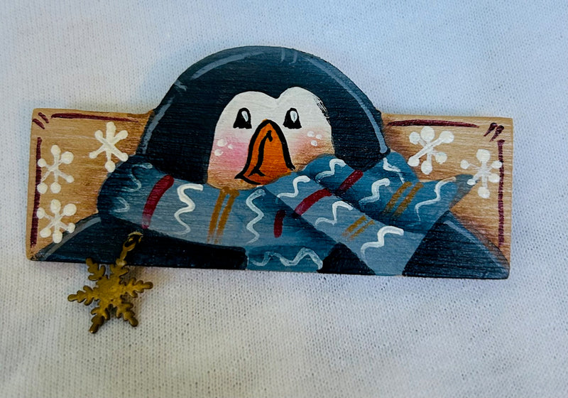 Hand Painted Winter Brooch (3" x 1")